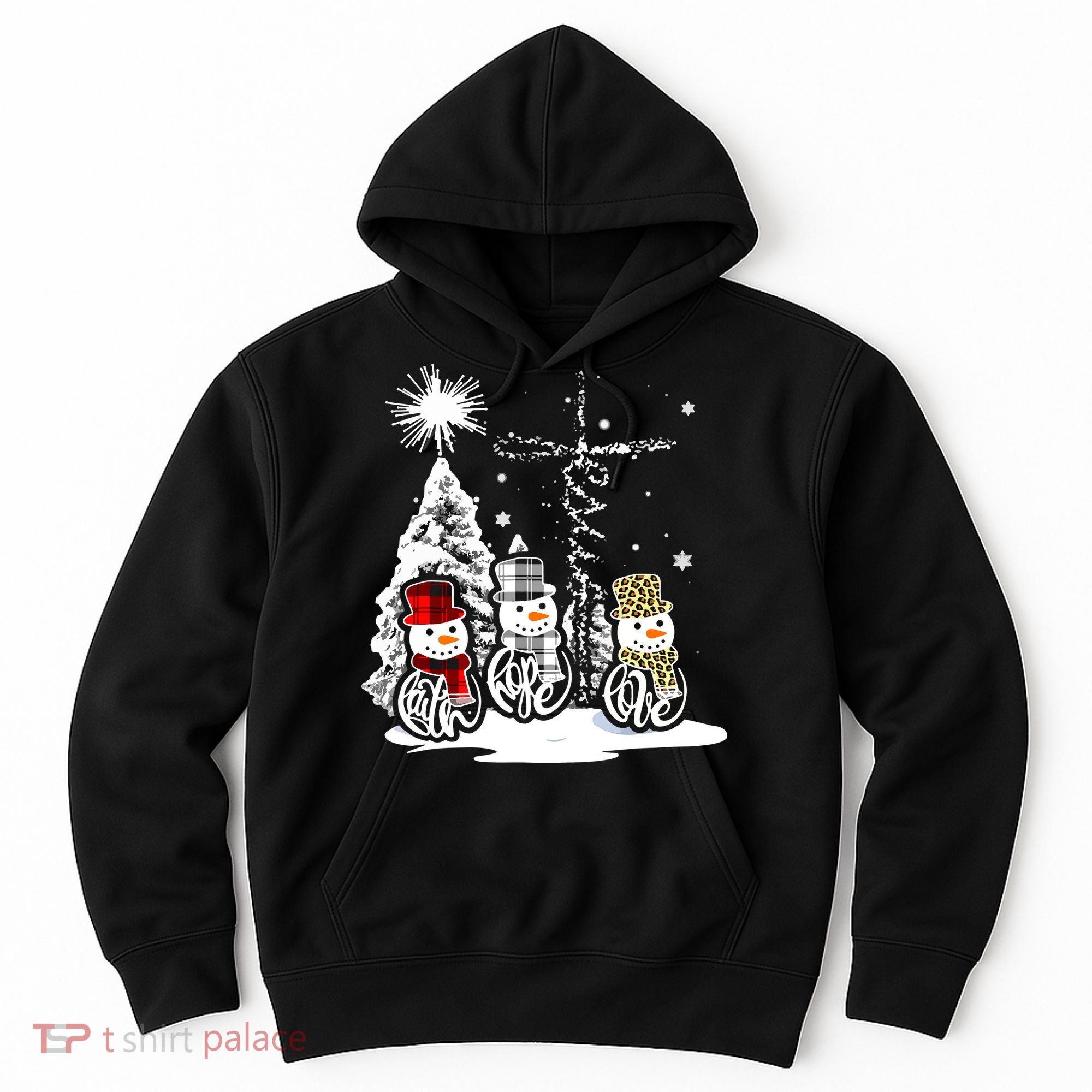 Faith Hope Love Jesus Snowman Plaid Leopard Christmas Gift Hoodie