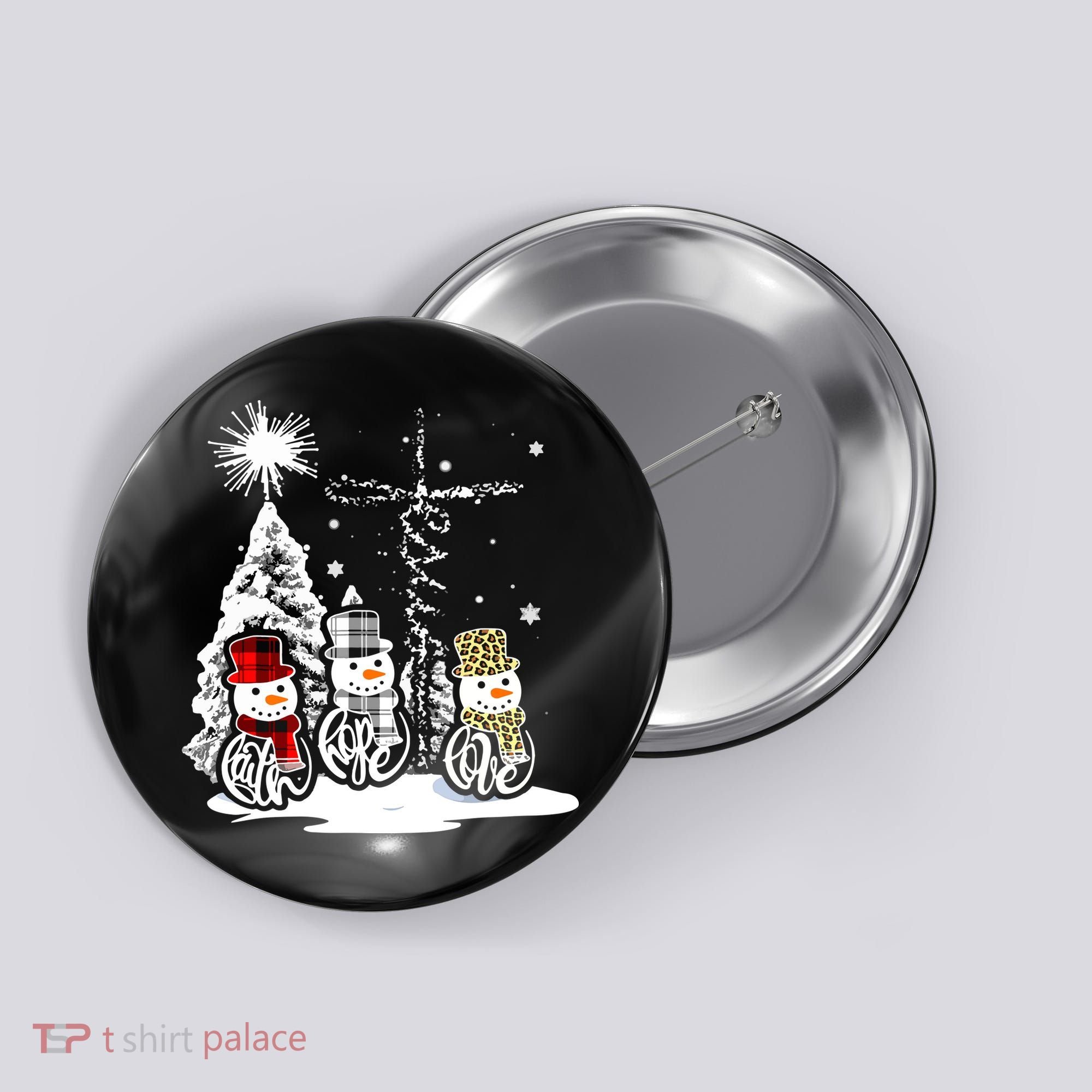 Faith Hope Love Jesus Snowman Plaid Leopard Christmas Gift Button