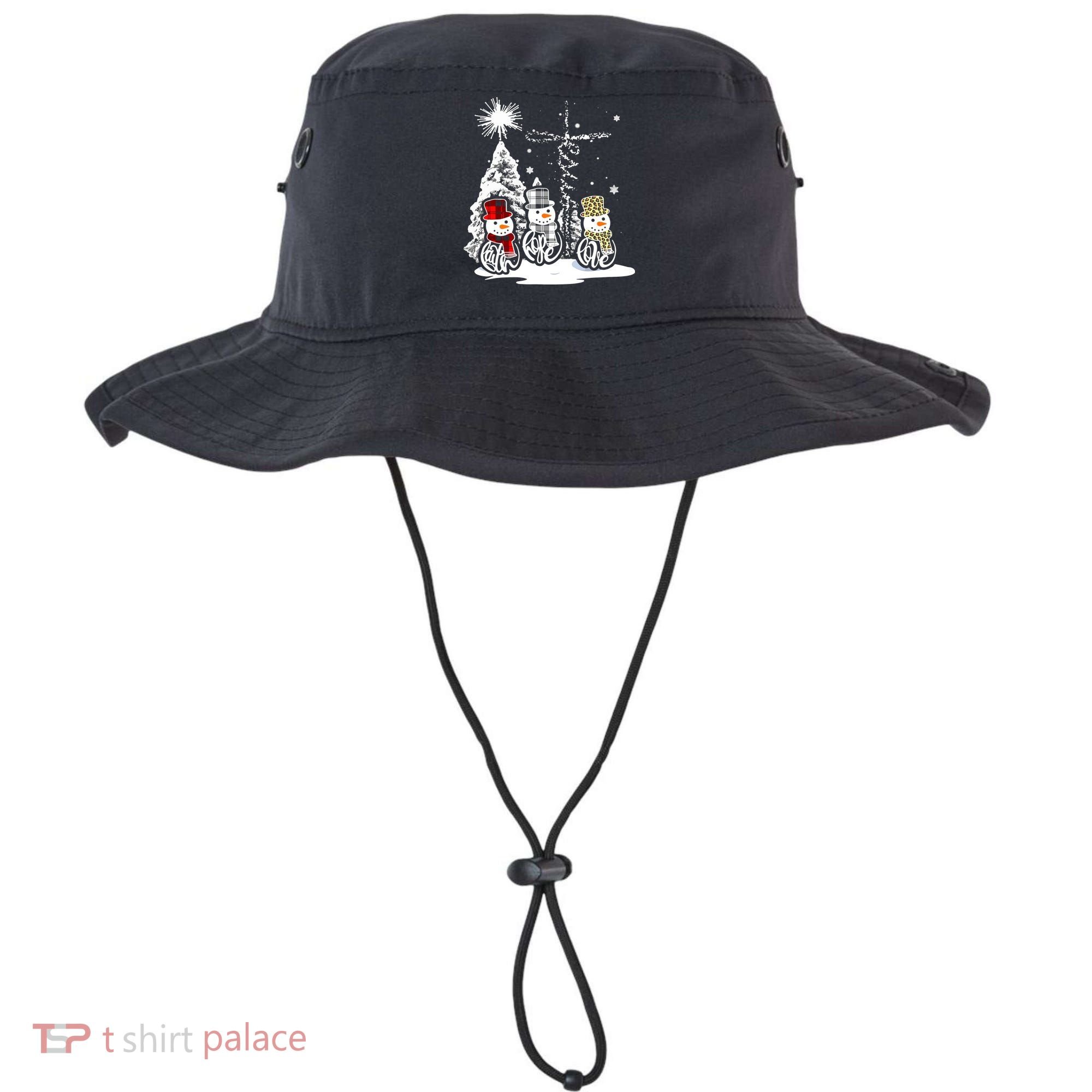 Faith Hope Love Jesus Snowman Plaid Leopard Christmas Gift Bucket Hat