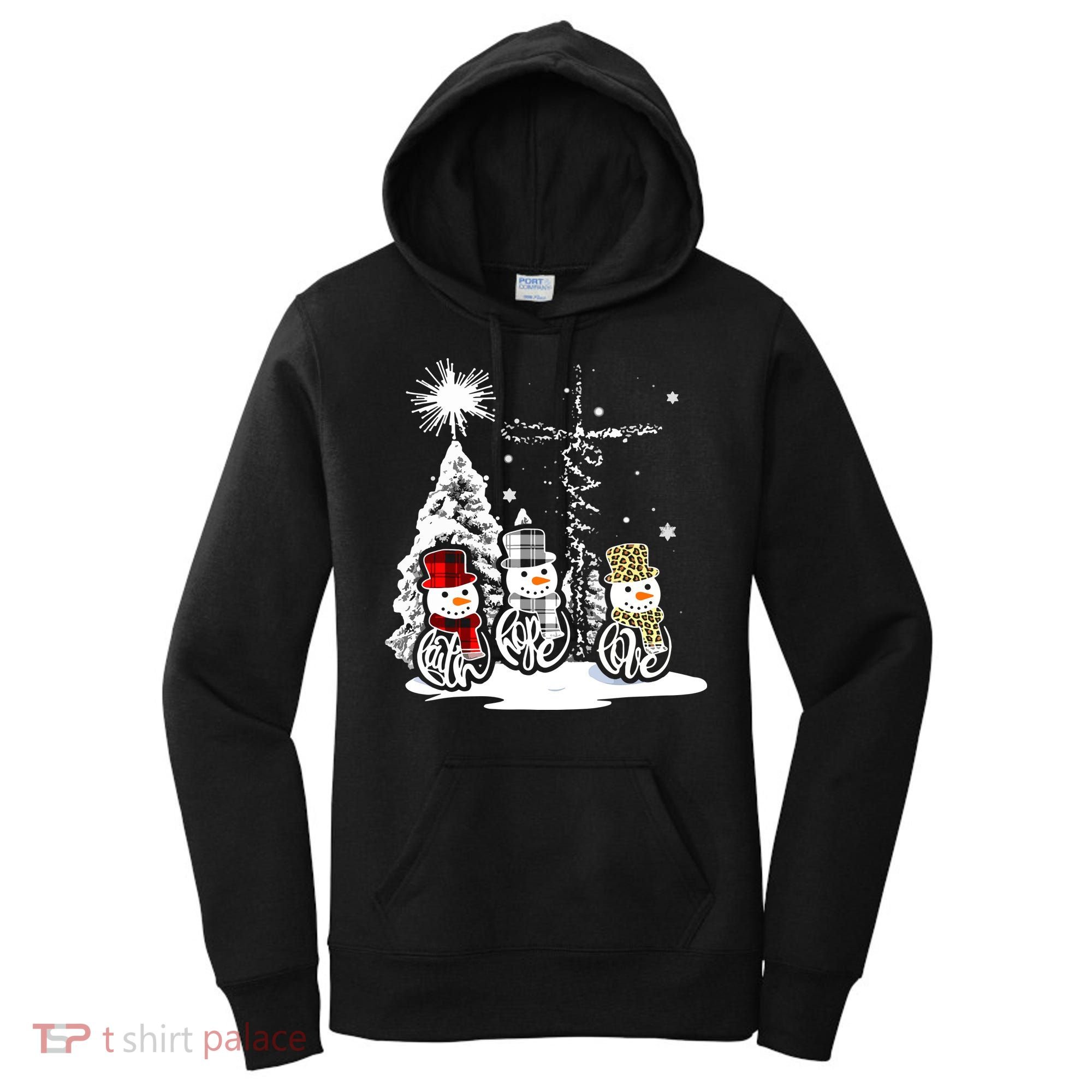 Faith Hope Love Jesus Snowman Plaid Leopard Christmas Gift Women's Hoodie