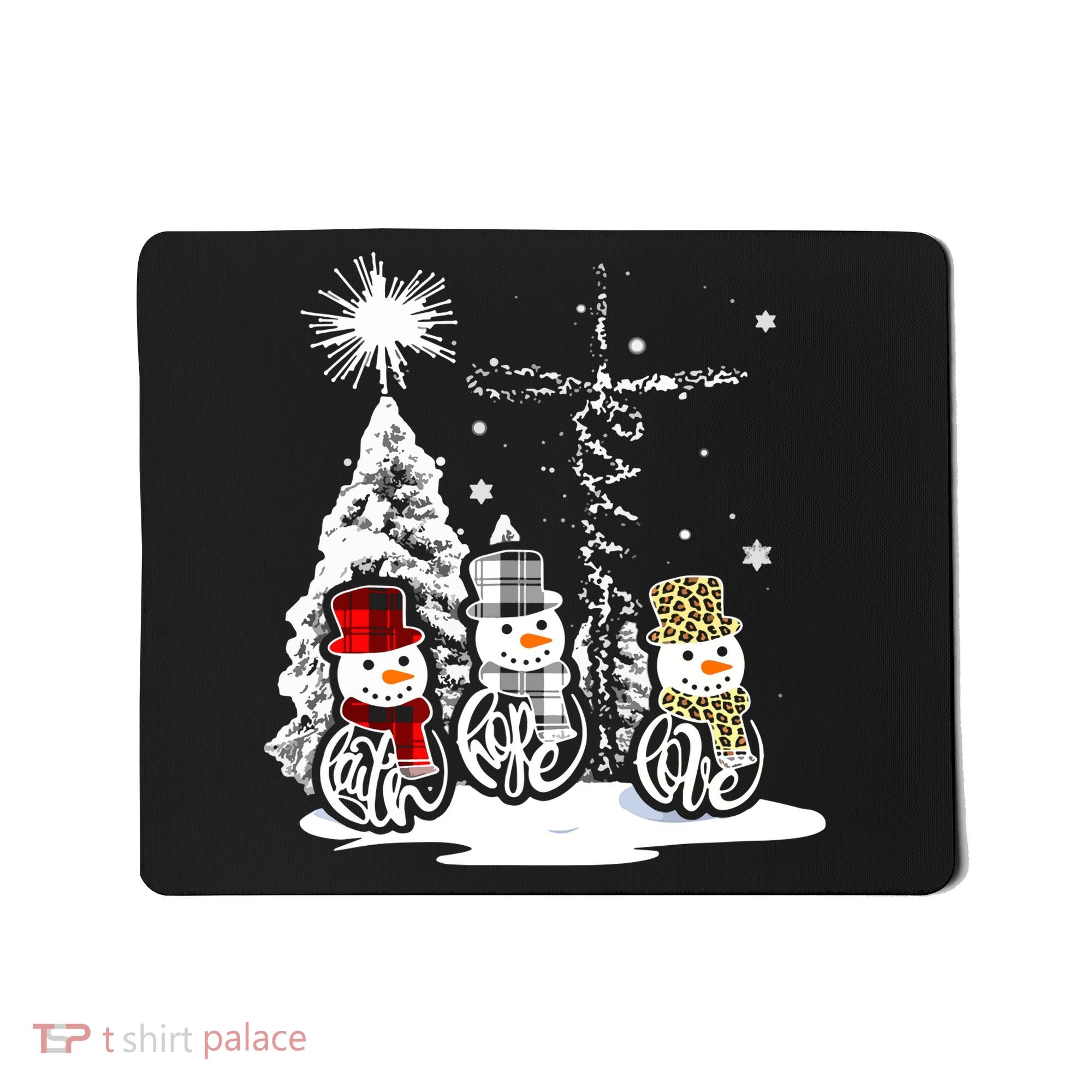 Faith Hope Love Jesus Snowman Plaid Leopard Christmas Gift Mousepad