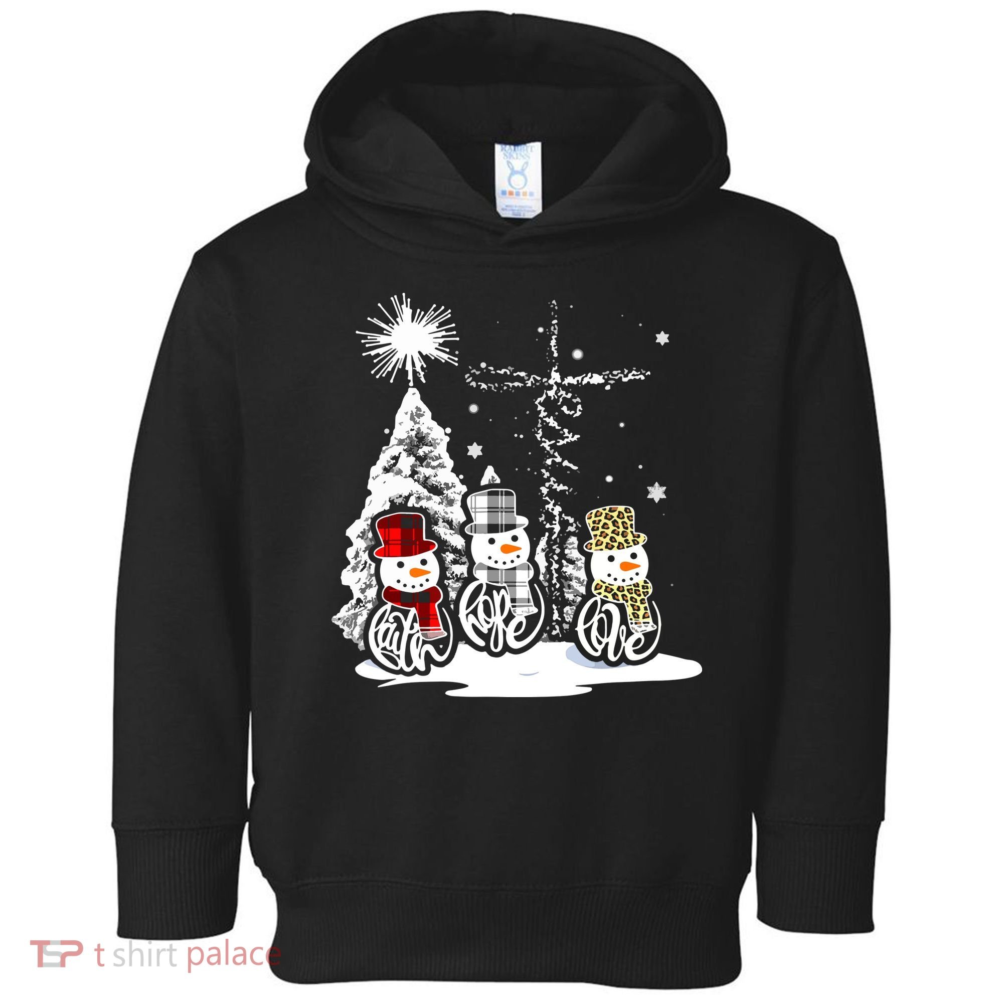Faith Hope Love Jesus Snowman Plaid Leopard Christmas Gift Toddler Hoodie