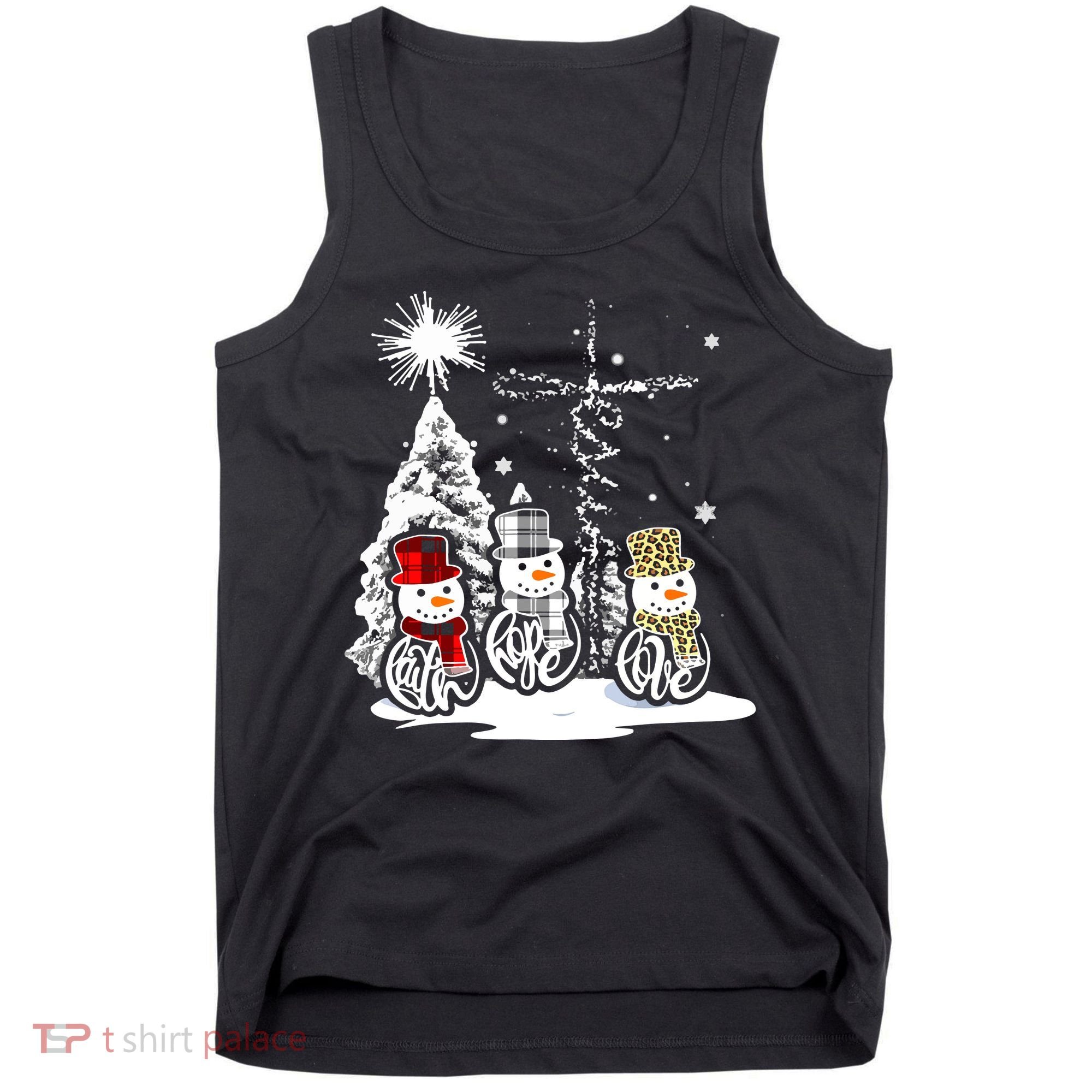 Faith Hope Love Jesus Snowman Plaid Leopard Christmas Gift Tank Top