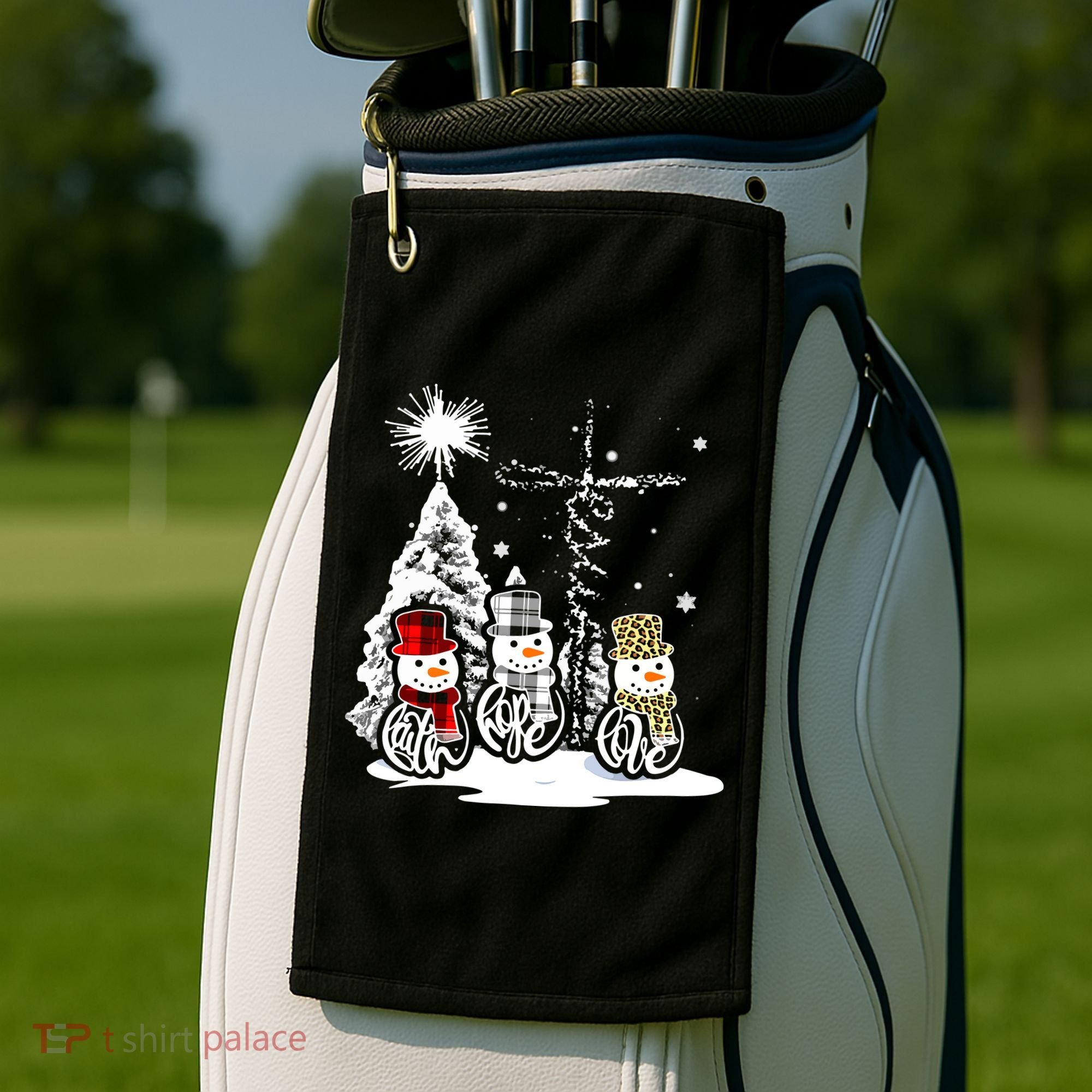 Faith Hope Love Jesus Snowman Plaid Leopard Christmas Gift Golf Towel