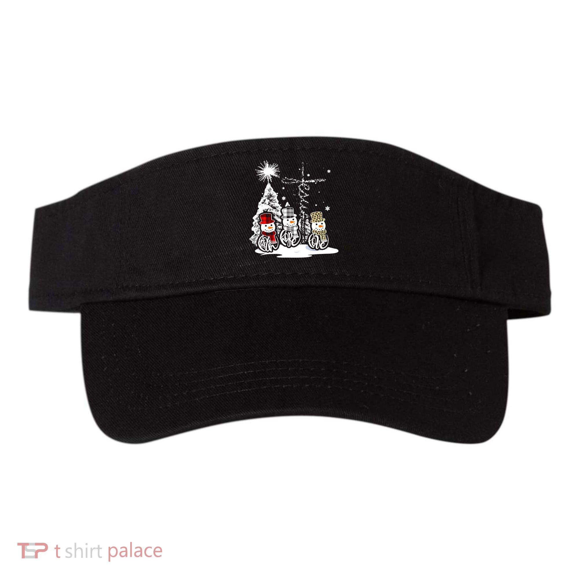 Faith Hope Love Jesus Snowman Plaid Leopard Christmas Gift Visor