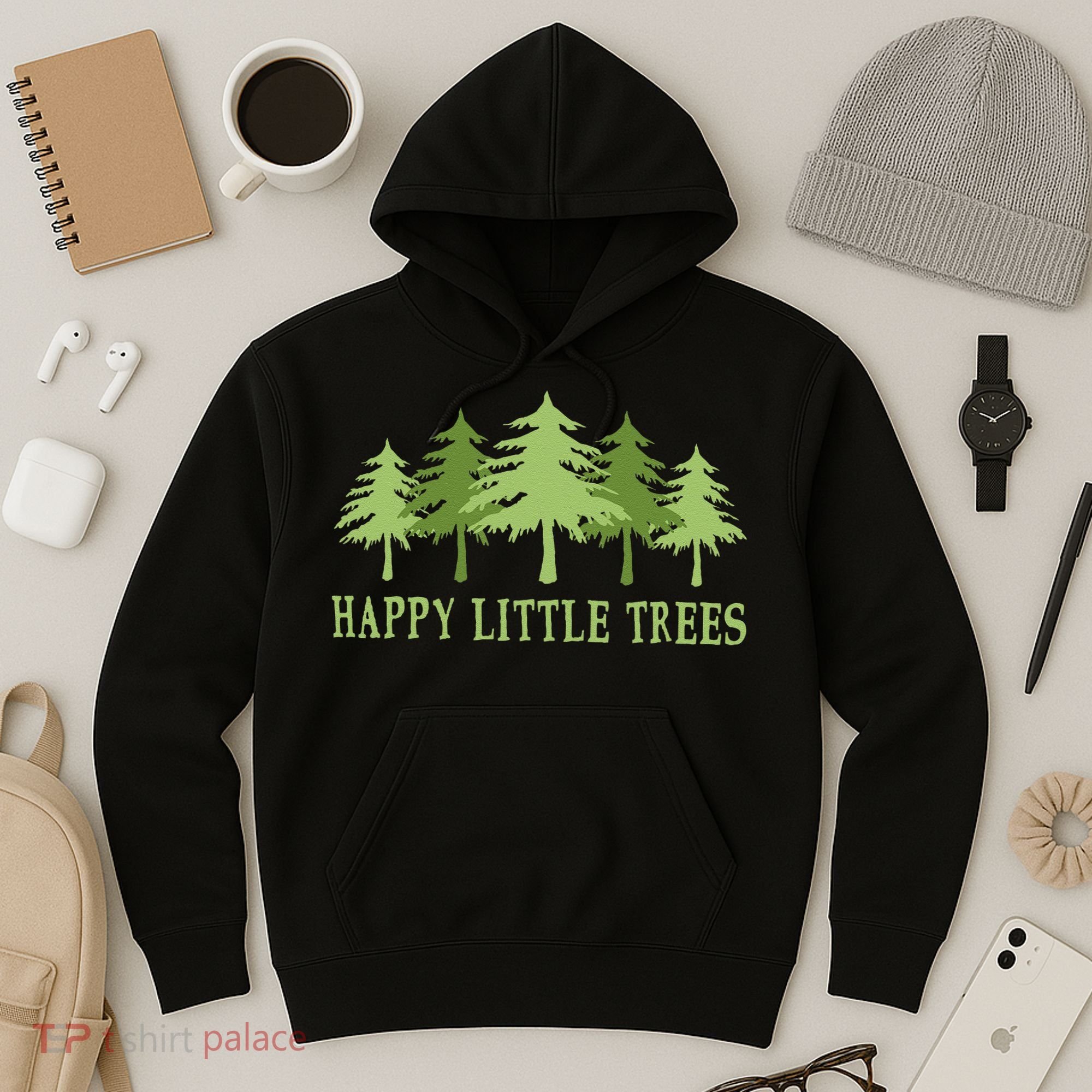 Funny Happy Little Trees Gifts Bob Style Camping Hoodie
