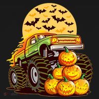 Funny Halloween Monster Truck Backpack thumb 2