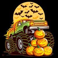 Funny Halloween Monster Truck Ornament thumb 1