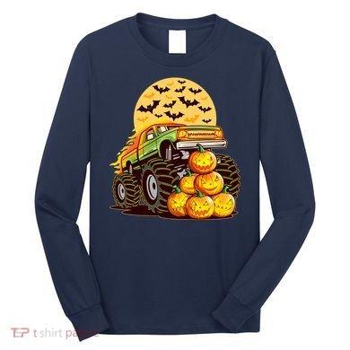 Funny Halloween Monster Truck Long Sleeve Shirt