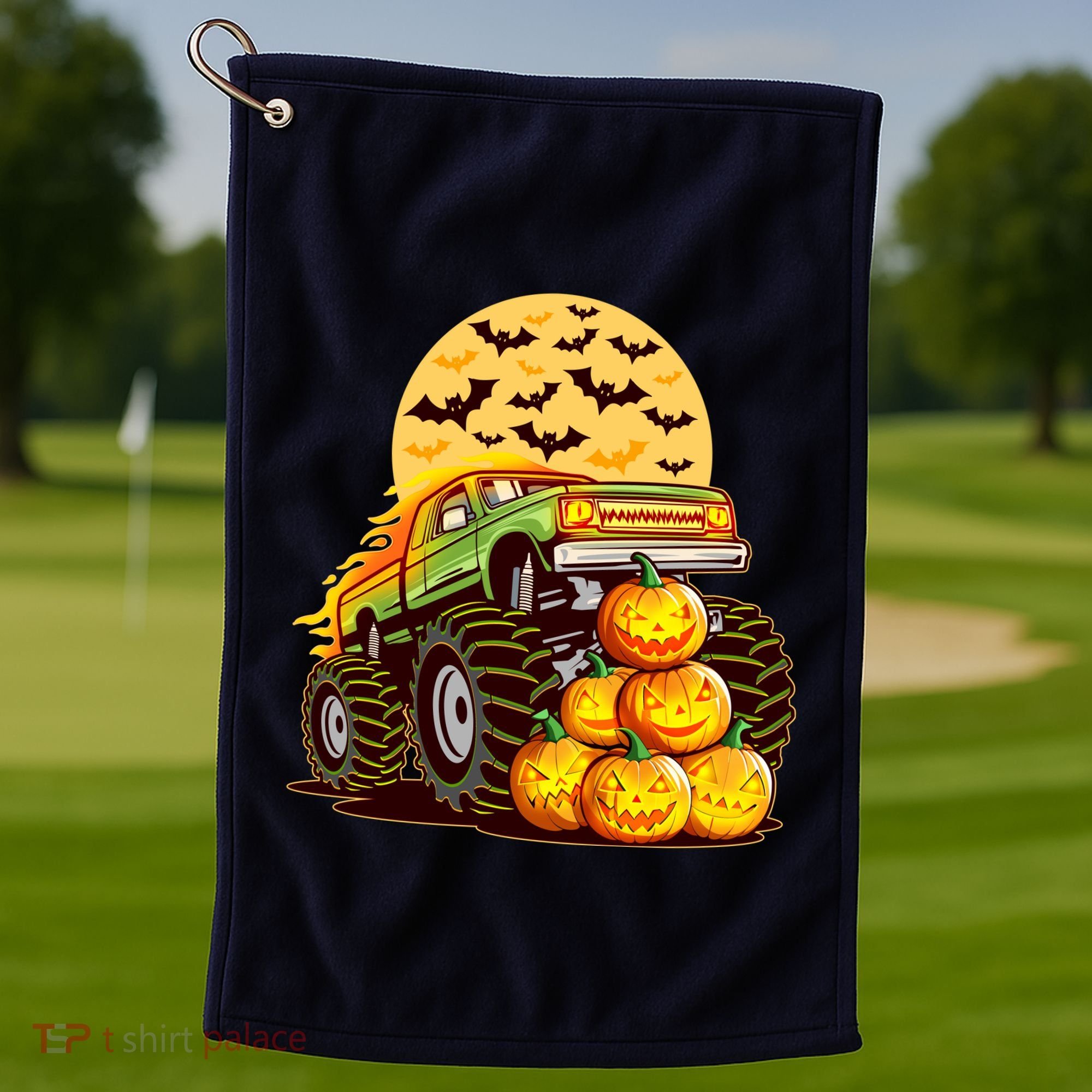 Funny Halloween Monster Truck Golf Towel