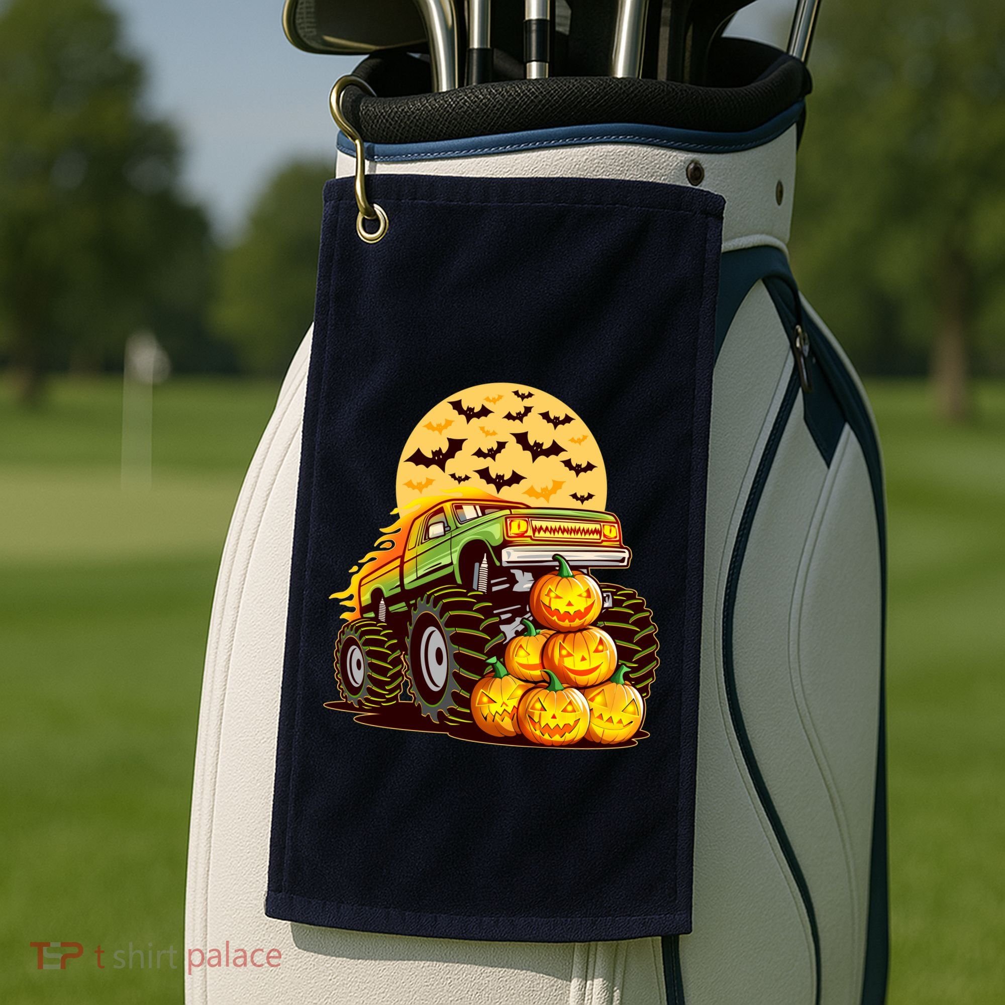Funny Halloween Monster Truck Golf Towel