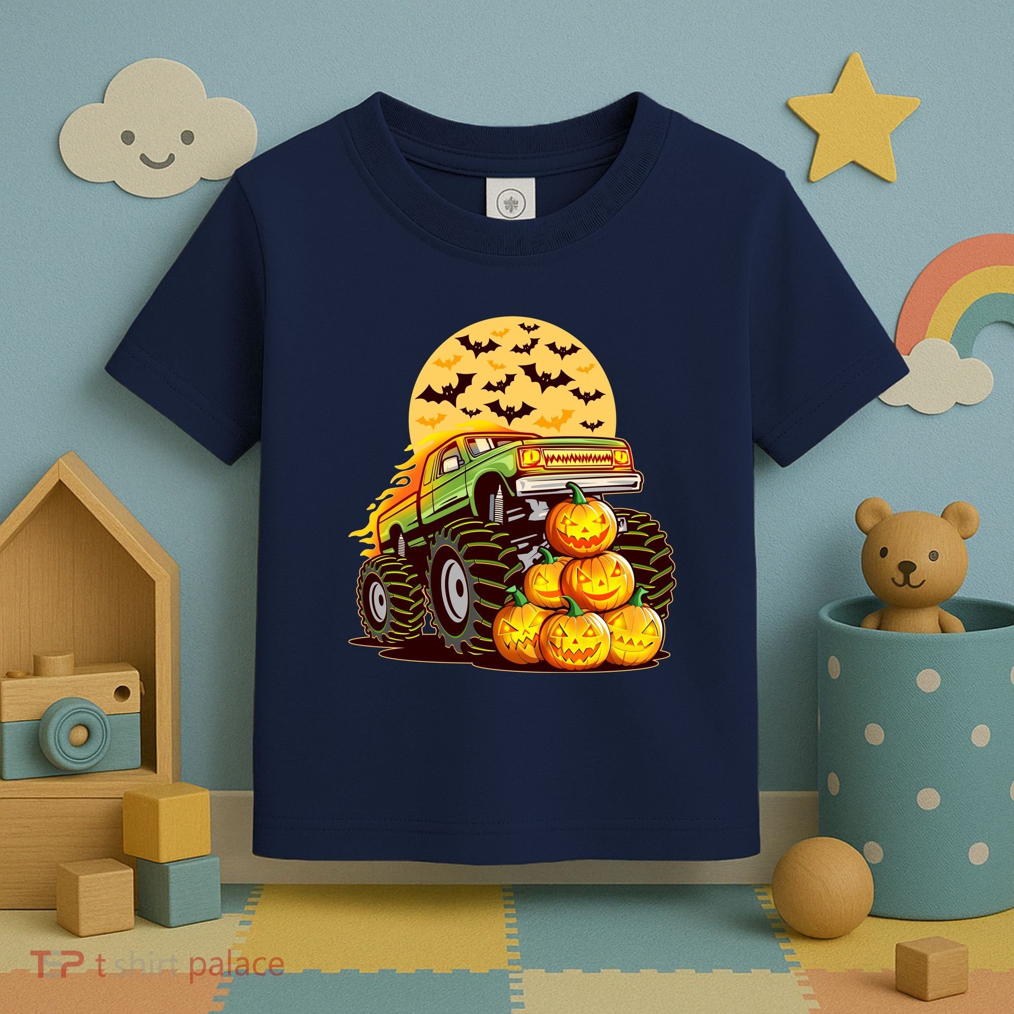 Funny Halloween Monster Truck Toddler T-Shirt