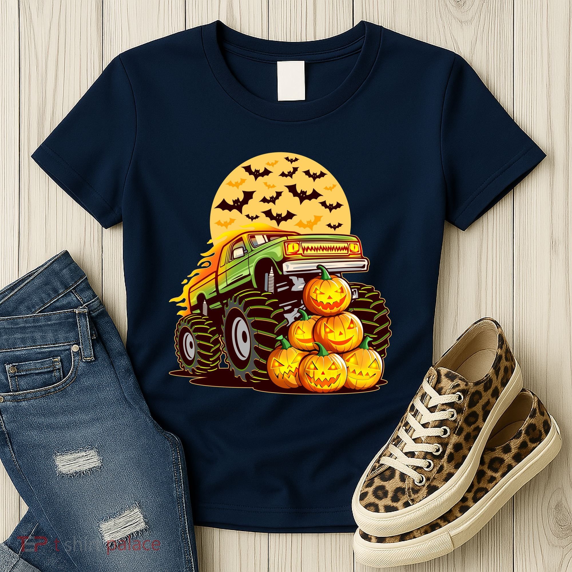 Funny Halloween Monster Truck Women's T-Shirt