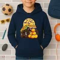 Funny Halloween Monster Truck Kids Hoodie thumb 2
