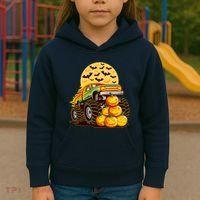 Funny Halloween Monster Truck Kids Hoodie thumb 3