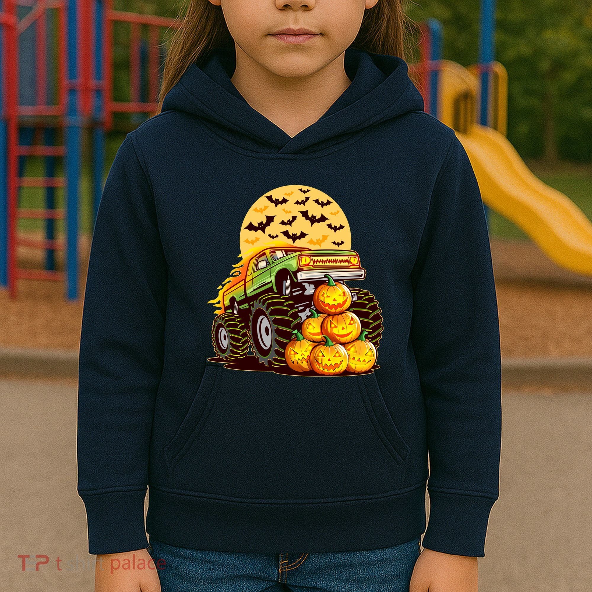 Funny Halloween Monster Truck Kids Hoodie