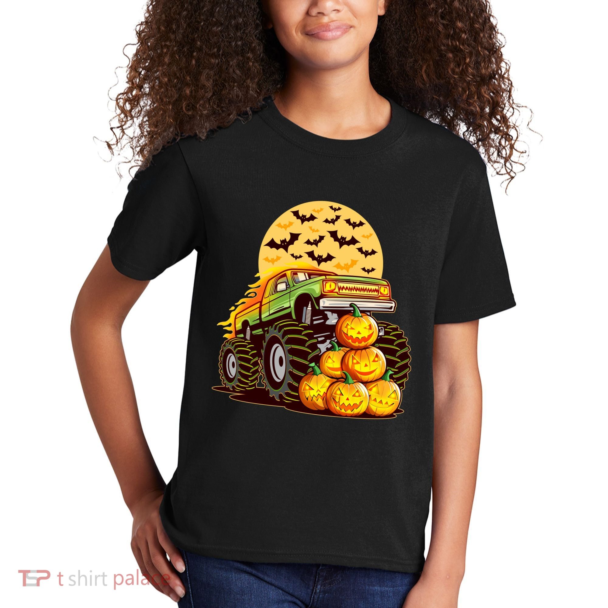 Funny Halloween Monster Truck Kids T-Shirt