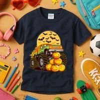 Funny Halloween Monster Truck Kids T-Shirt thumb 3