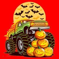Funny Halloween Monster Truck Santa Hat thumb 1