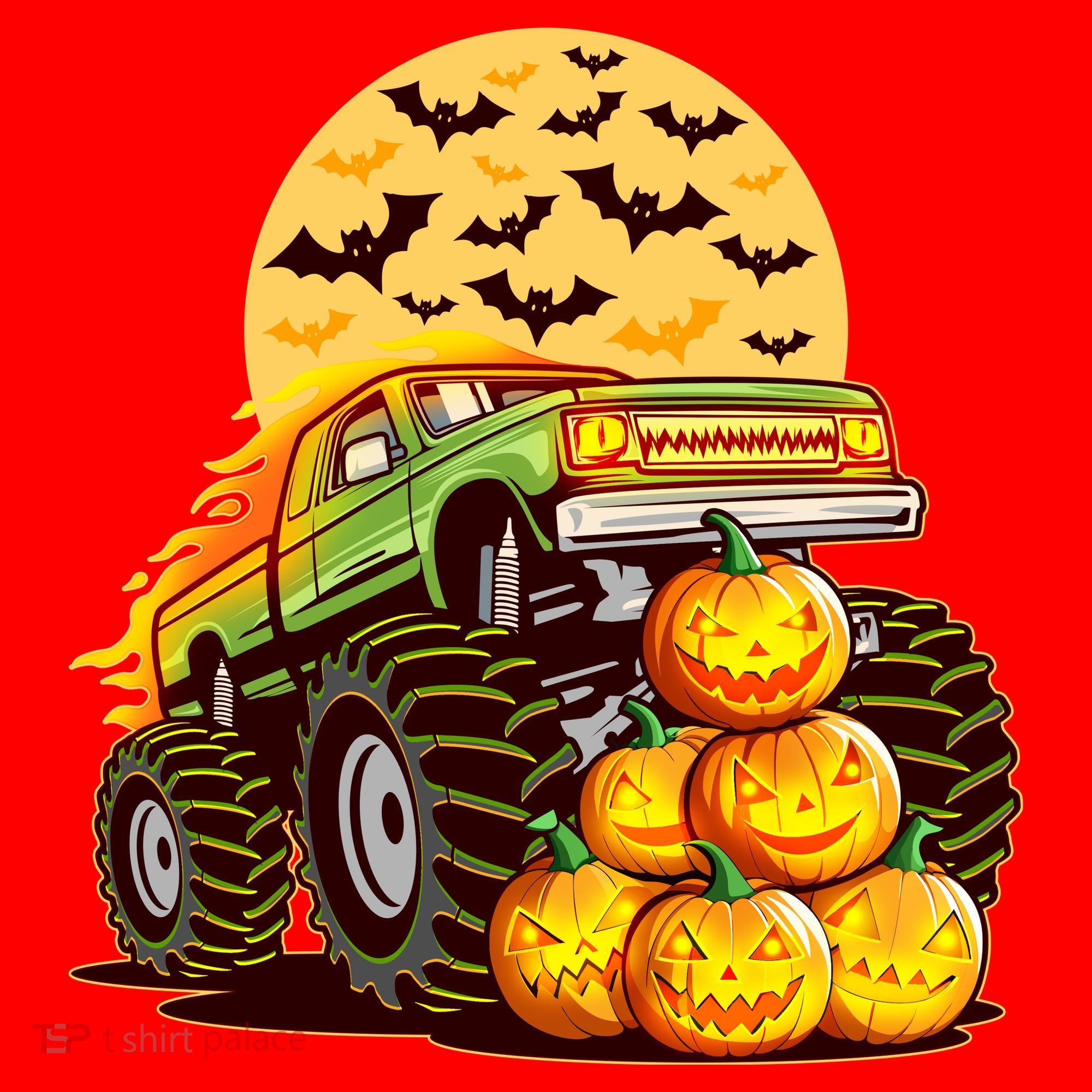 Funny Halloween Monster Truck Santa Hat
