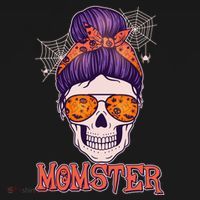 Funny Halloween Momster Monster Skull USA-Made Doggie Bandana thumb 2