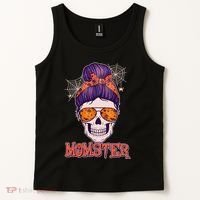 Funny Halloween Momster Monster Skull Tank Top thumb 2
