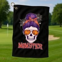 Funny Halloween Momster Monster Skull Golf Towel thumb 1