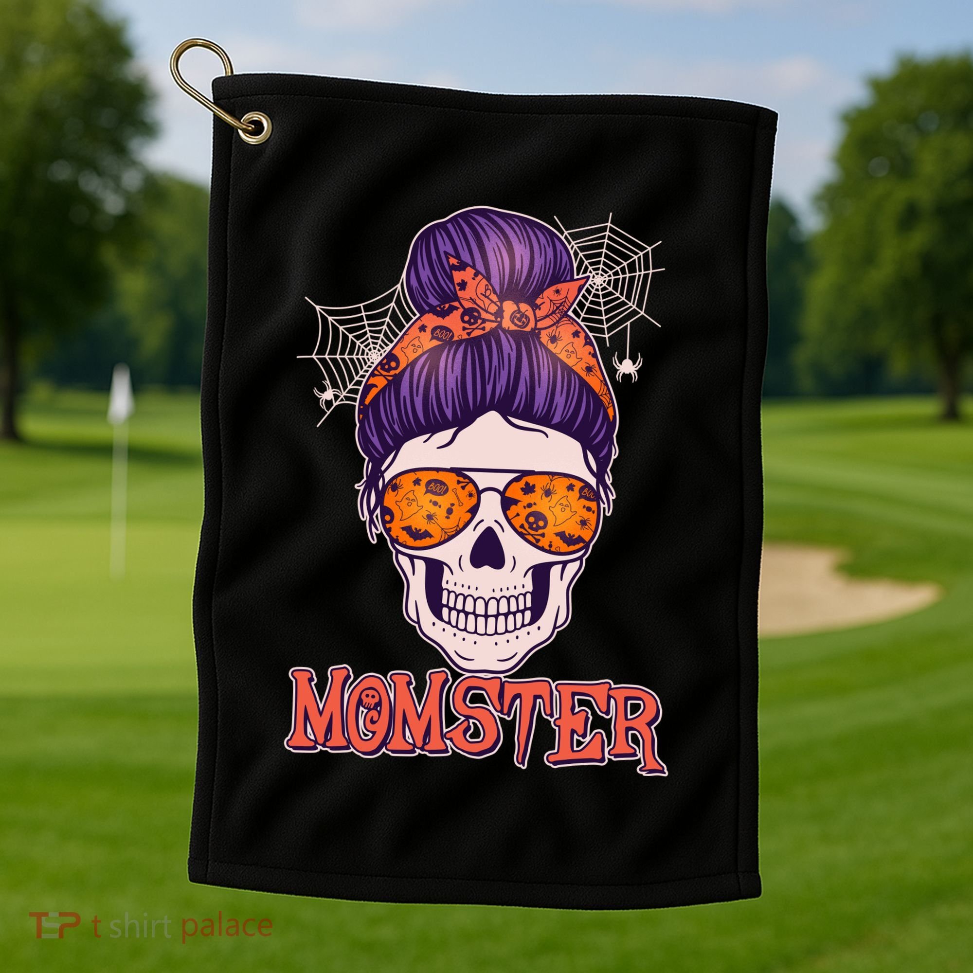 Funny Halloween Momster Monster Skull Golf Towel