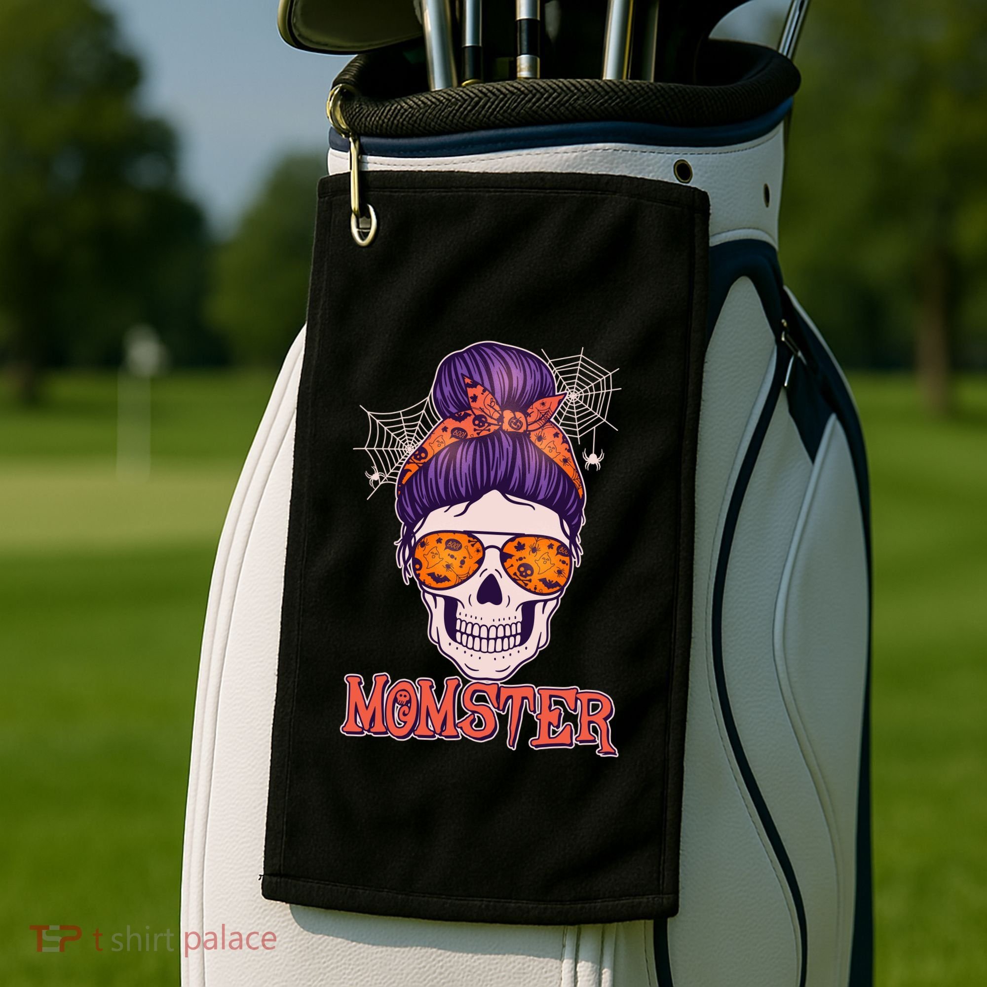 Funny Halloween Momster Monster Skull Golf Towel