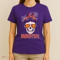 Funny Halloween Momster Monster Skull T-Shirt thumb 4