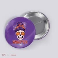 Funny Halloween Momster Monster Skull Button thumb 0