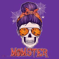 Funny Halloween Momster Monster Skull Button thumb 1