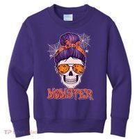 Funny Halloween Momster Monster Skull Kids Sweatshirt thumb 0
