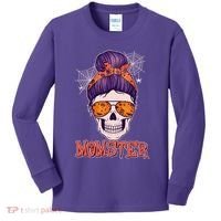 Funny Halloween Momster Monster Skull Kids Long Sleeve Shirt thumb 0