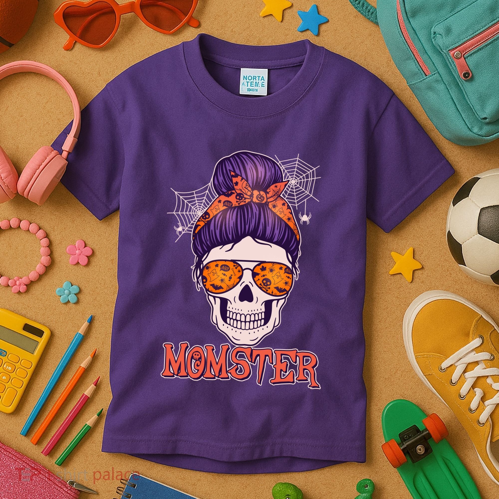 Funny Halloween Momster Monster Skull Kids T-Shirt
