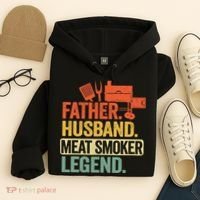 Father Husband Meat Smoker Legend Grilling Dad Meat Smoking Hoodie thumb 4