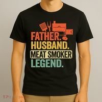Father Husband Meat Smoker Legend Grilling Dad Meat Smoking T-Shirt thumb 3