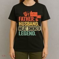 Father Husband Meat Smoker Legend Grilling Dad Meat Smoking T-Shirt thumb 4