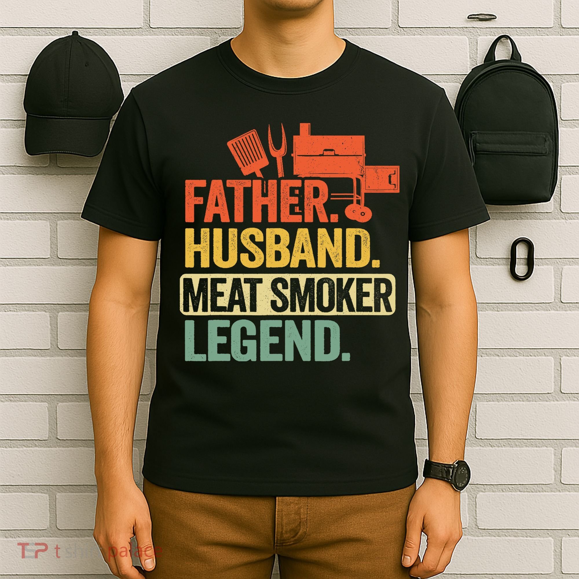 Father Husband Meat Smoker Legend Grilling Dad Meat Smoking T-Shirt