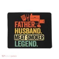 Father Husband Meat Smoker Legend Grilling Dad Meat Smoking Mousepad thumb 0