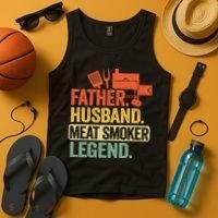 Father Husband Meat Smoker Legend Grilling Dad Meat Smoking Tank Top thumb 4