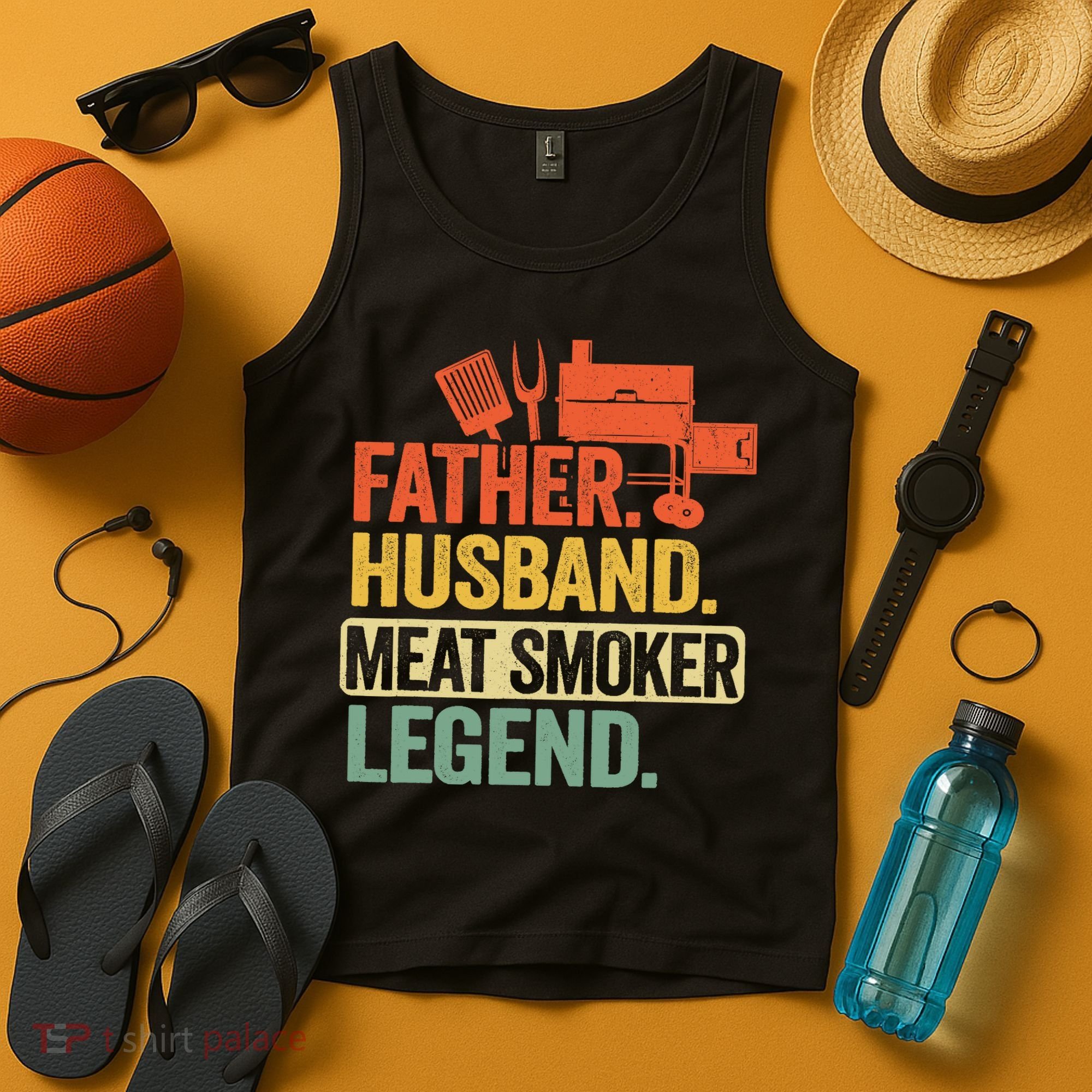 Father Husband Meat Smoker Legend Grilling Dad Meat Smoking Tank Top