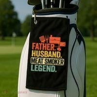 Father Husband Meat Smoker Legend Grilling Dad Meat Smoking Golf Towel thumb 2