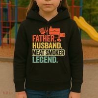 Father Husband Meat Smoker Legend Grilling Dad Meat Smoking Kids Hoodie thumb 3