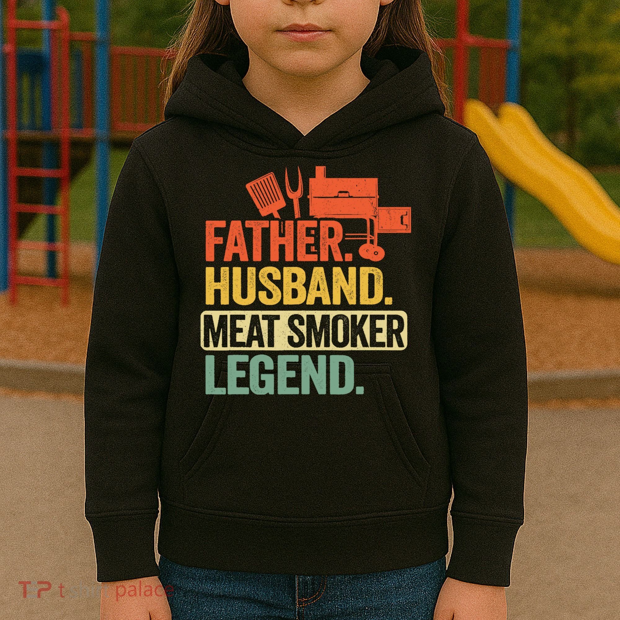Father Husband Meat Smoker Legend Grilling Dad Meat Smoking Kids Hoodie