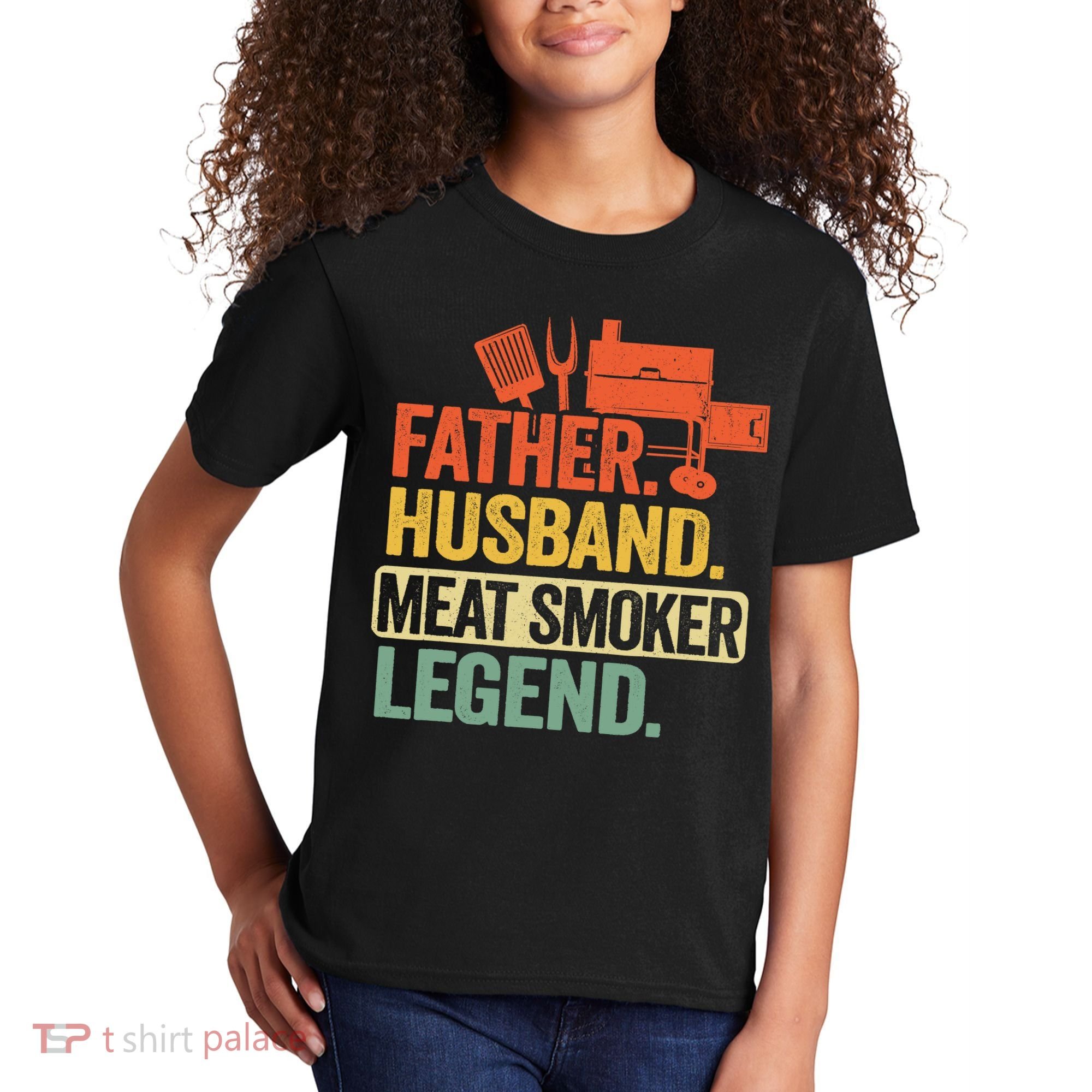 Father Husband Meat Smoker Legend Grilling Dad Meat Smoking Kids T-Shirt