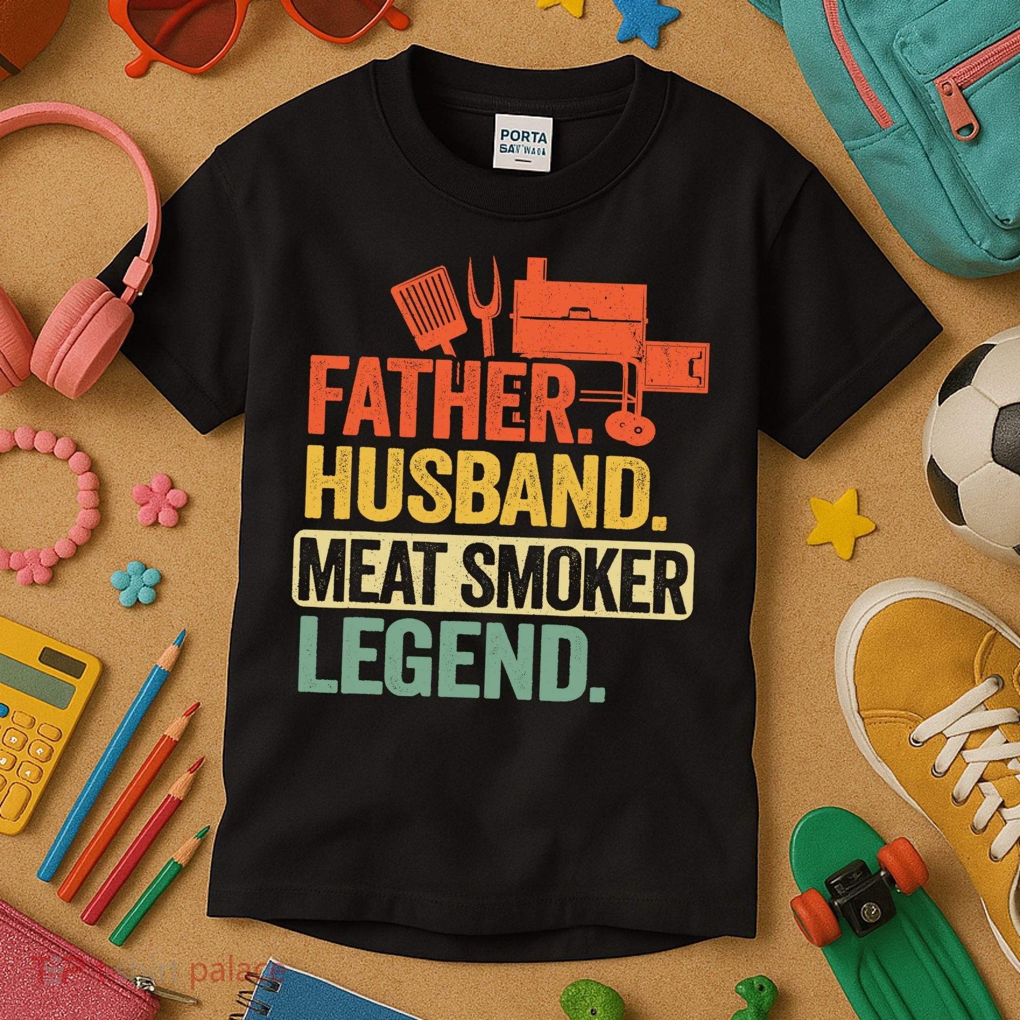 Father Husband Meat Smoker Legend Grilling Dad Meat Smoking Kids T-Shirt