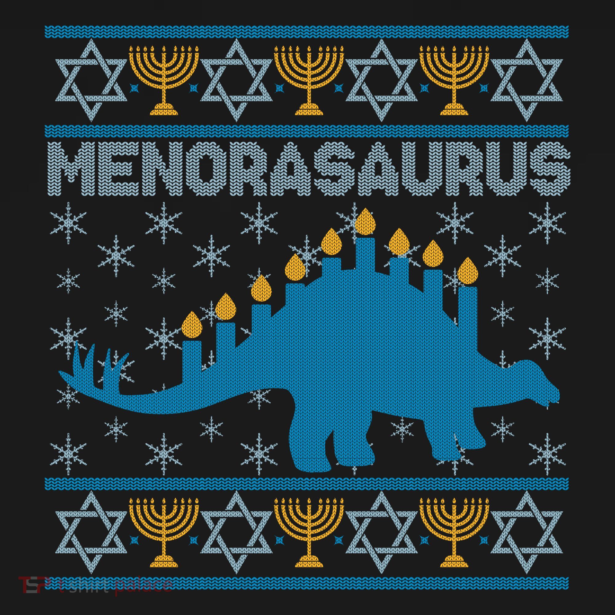 Funny Hanukkah Menorasaurus Dinosaur Ugly Sweater Backpack