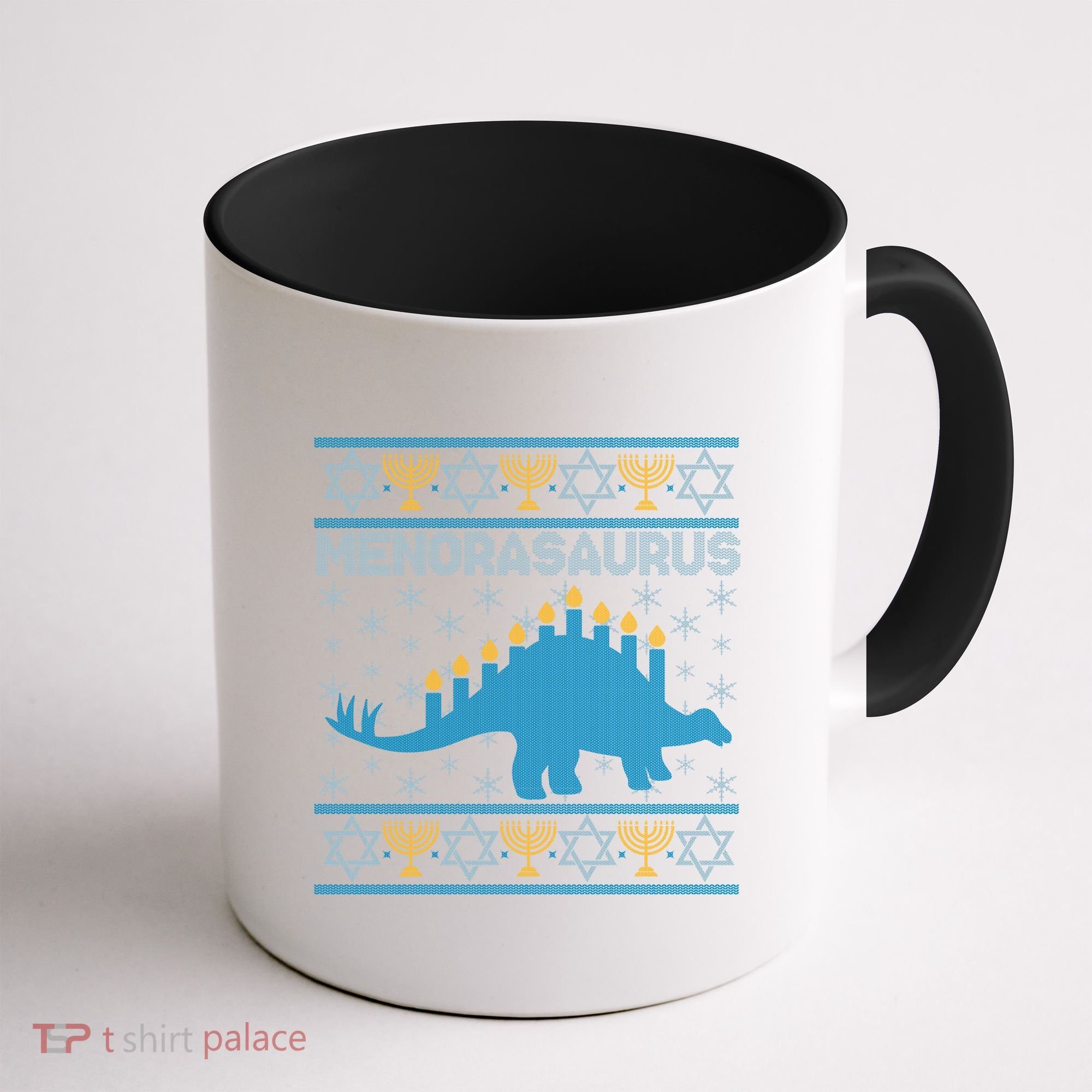 Funny Hanukkah Menorasaurus Dinosaur Ugly Sweater Coffee Mug