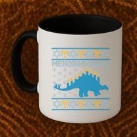 Funny Hanukkah Menorasaurus Dinosaur Ugly Sweater Coffee Mug thumb 2